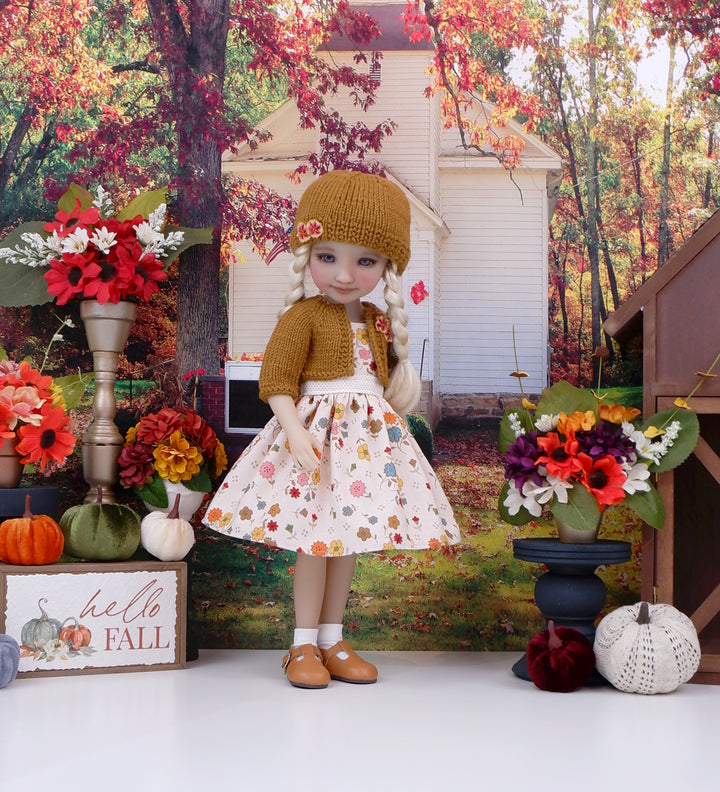 Floral Autumn - dress and sweater with shoes for Ruby Red Fashion Friends doll