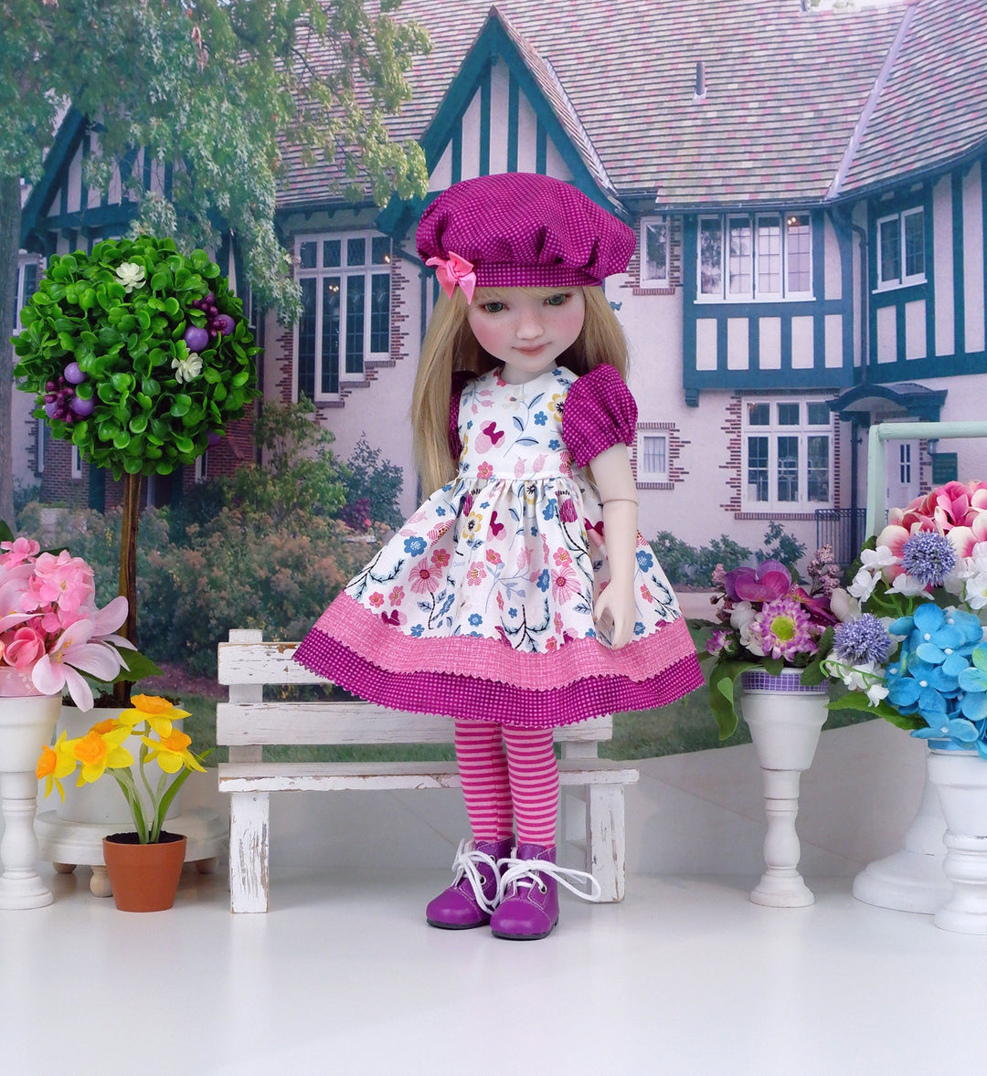 Floral Minnie - dress with boots for Ruby Red Fashion Friends doll