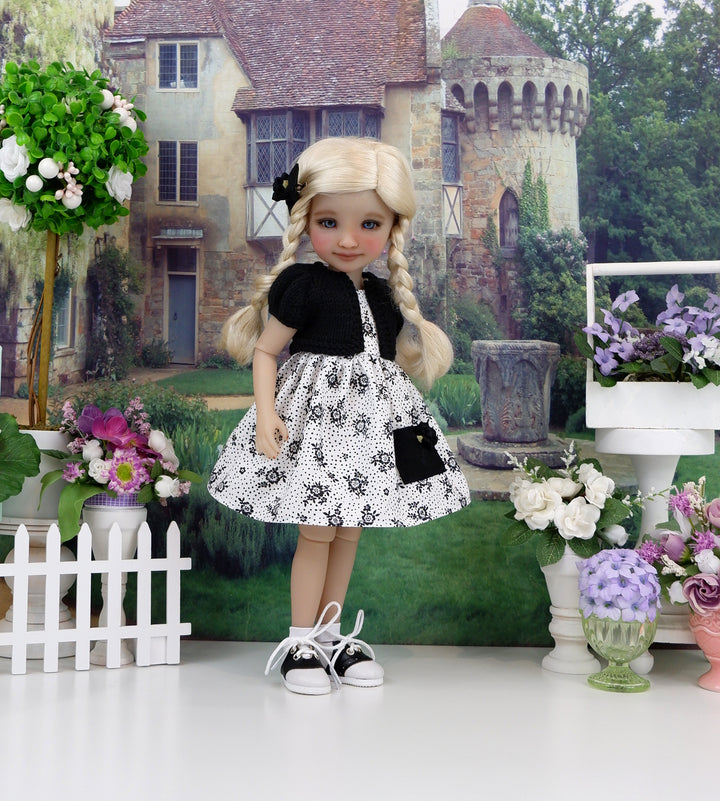 Floral Silhouette - dress with sweater & saddle shoes for Ruby Red Fashion Friends doll