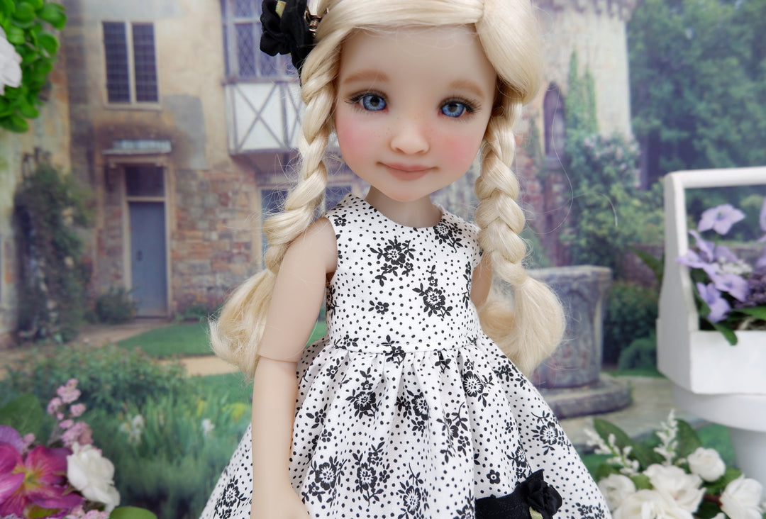 Floral Silhouette - dress with sweater & saddle shoes for Ruby Red Fashion Friends doll