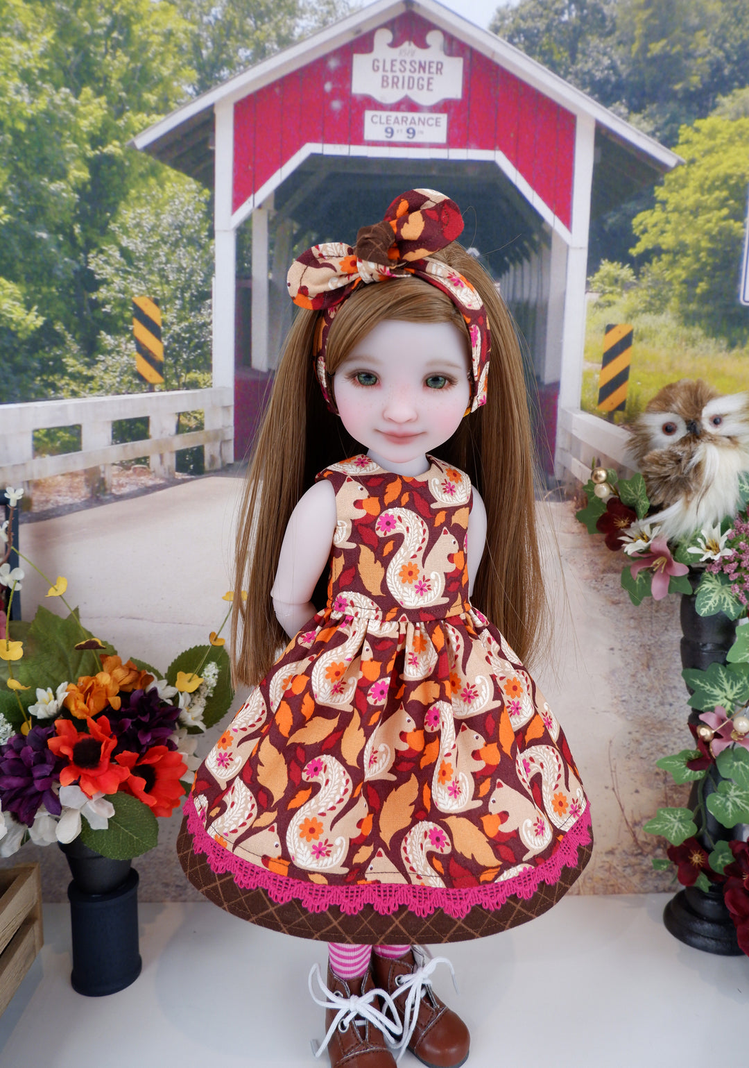 Floral Squirrel - dress with boots for Ruby Red Fashion Friends doll
