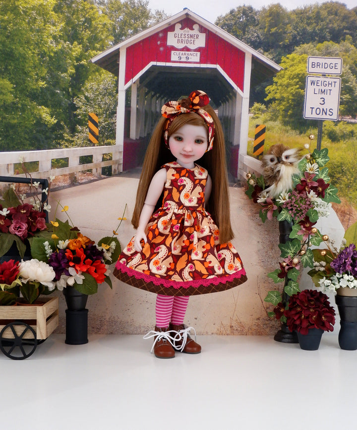 Floral Squirrel - dress with boots for Ruby Red Fashion Friends doll
