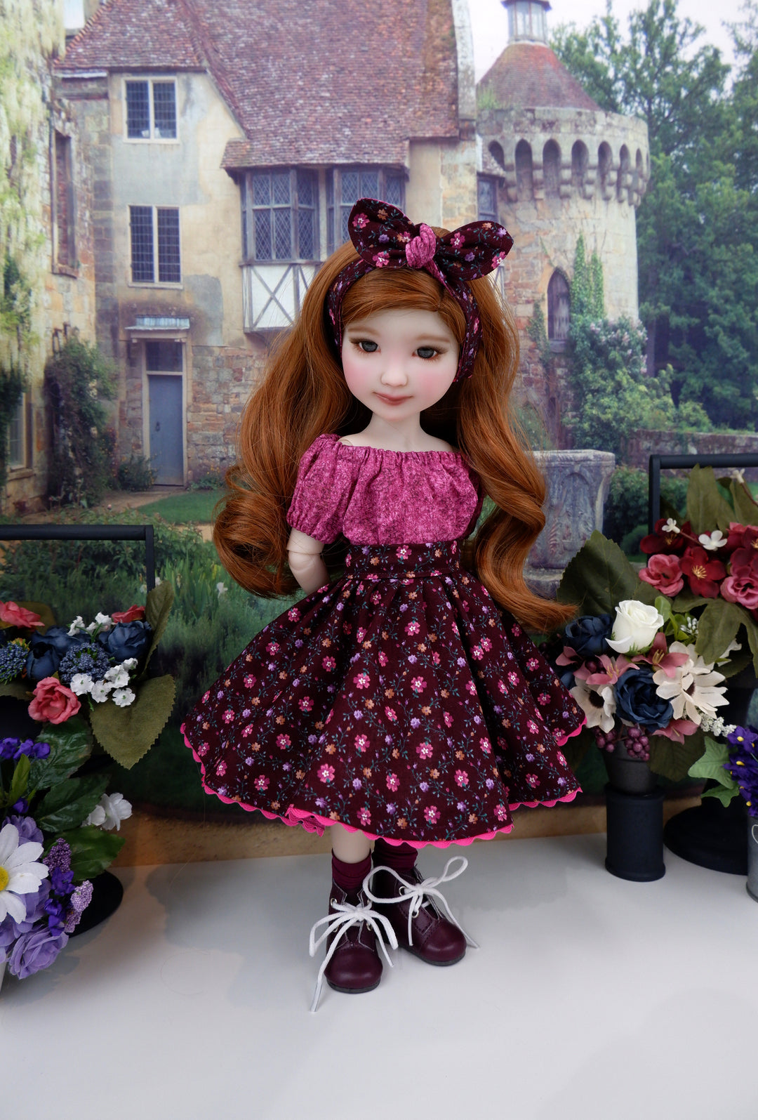 Floral Vineyard - blouse & skirt with boots for Ruby Red Fashion Friends doll
