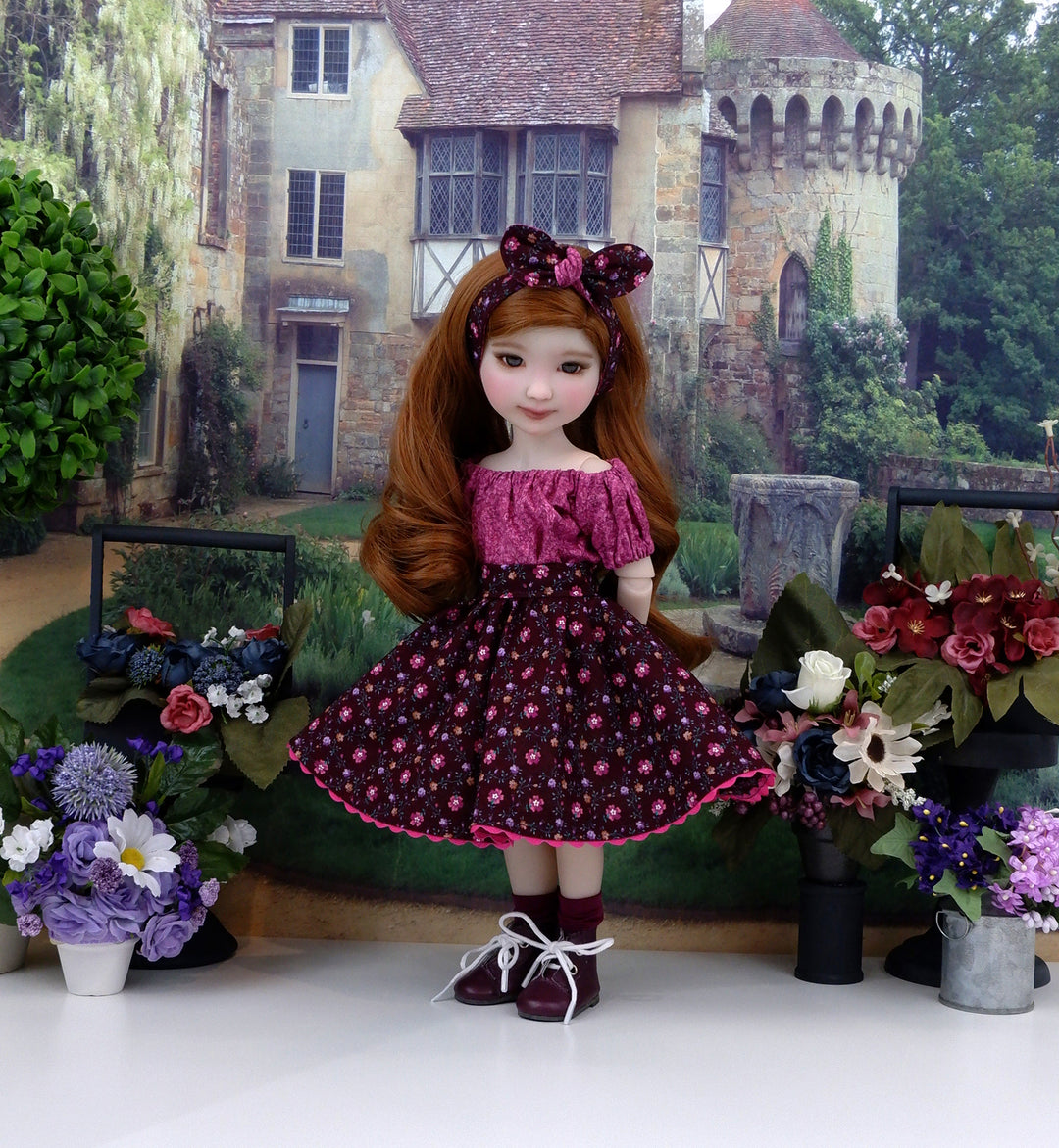 Floral Vineyard - blouse & skirt with boots for Ruby Red Fashion Friends doll