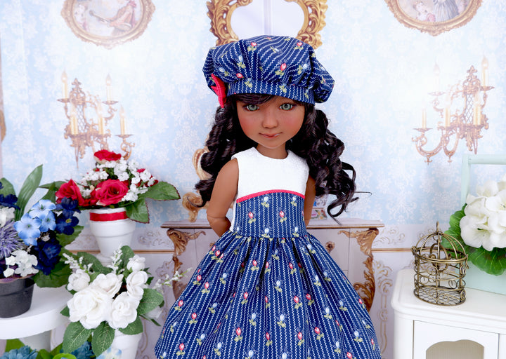 Flowering Stripe - dress and saddle shoes for Ruby Red Fashion Friends doll