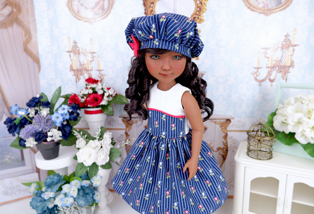 Flowering Stripe - dress and saddle shoes for Ruby Red Fashion Friends doll