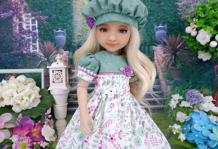 Foxglove Florals - dress and shoes for Ruby Red Fashion Friends doll