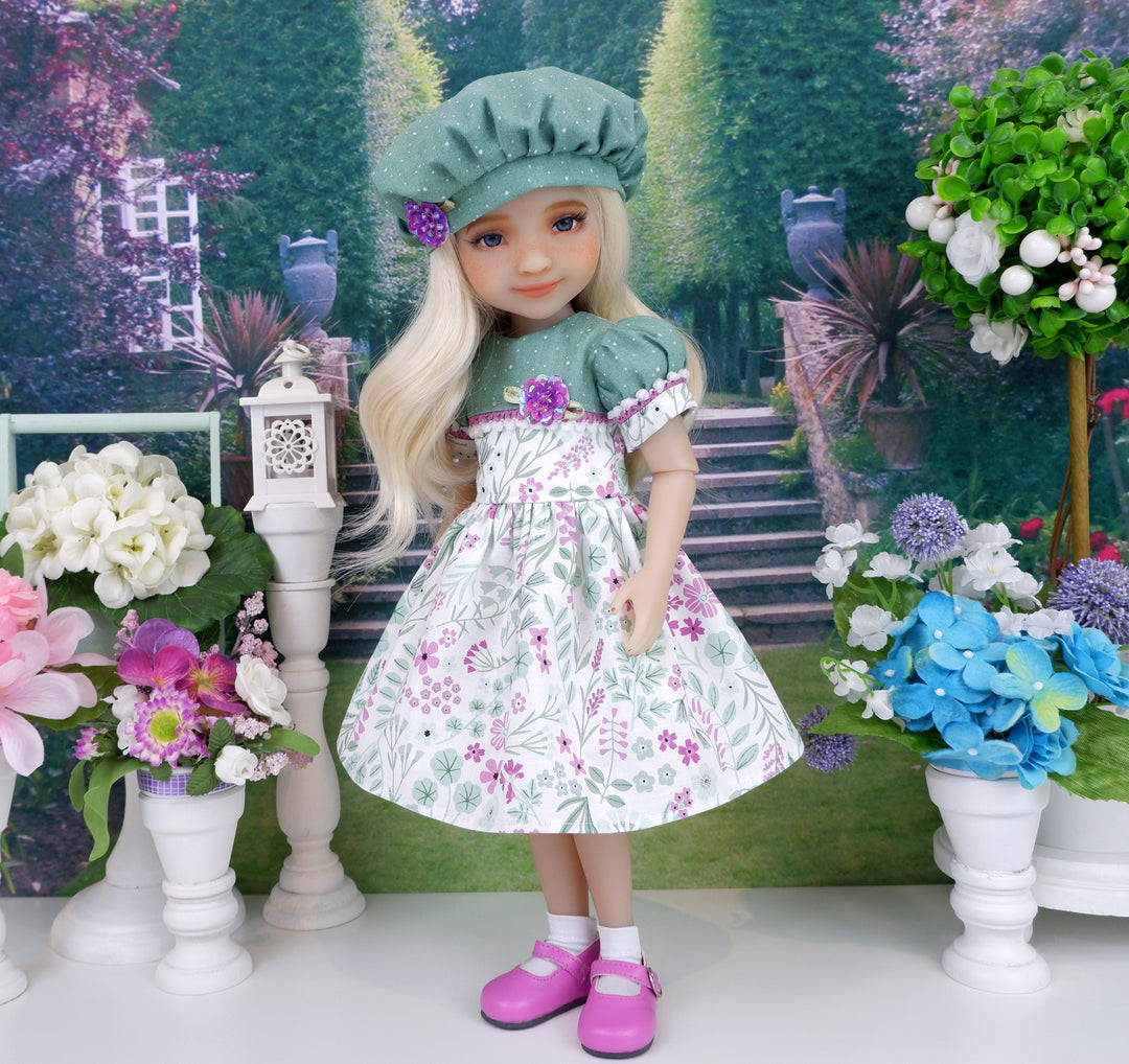 Foxglove Florals - dress and shoes for Ruby Red Fashion Friends doll