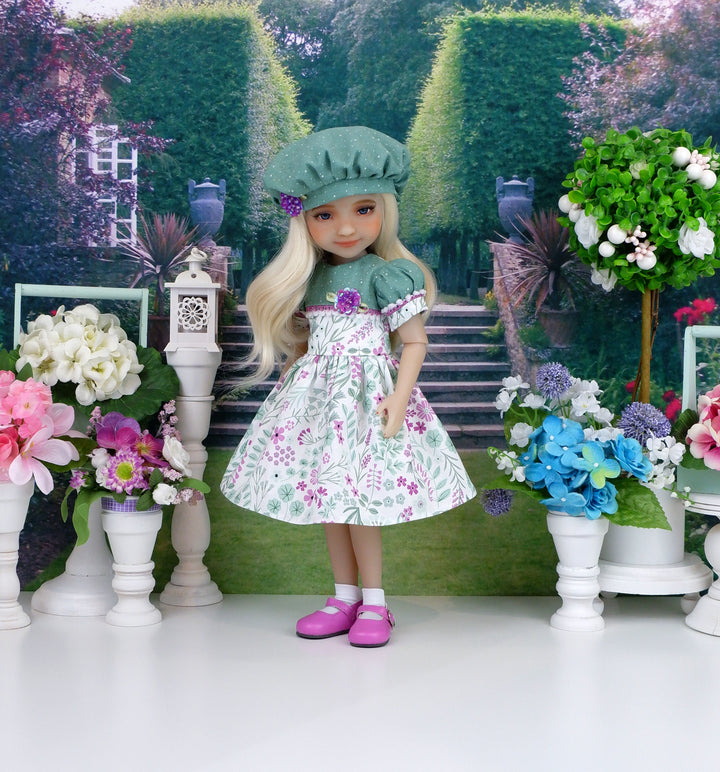 Foxglove Florals - dress and shoes for Ruby Red Fashion Friends doll