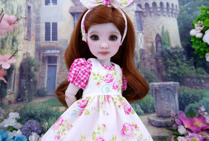 French Rose - dress & pinafore with boots for Ruby Red Fashion Friends doll
