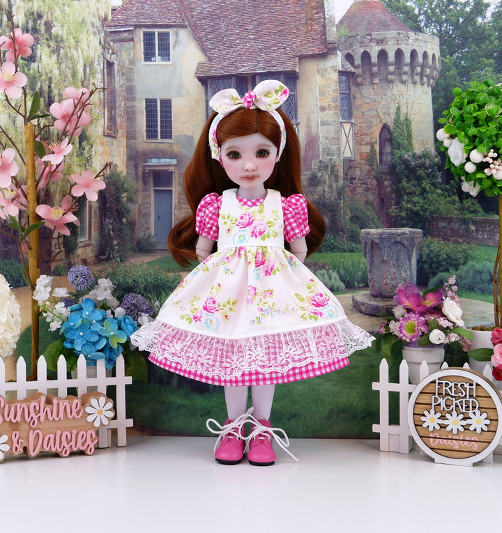 French Rose - dress & pinafore with boots for Ruby Red Fashion Friends doll