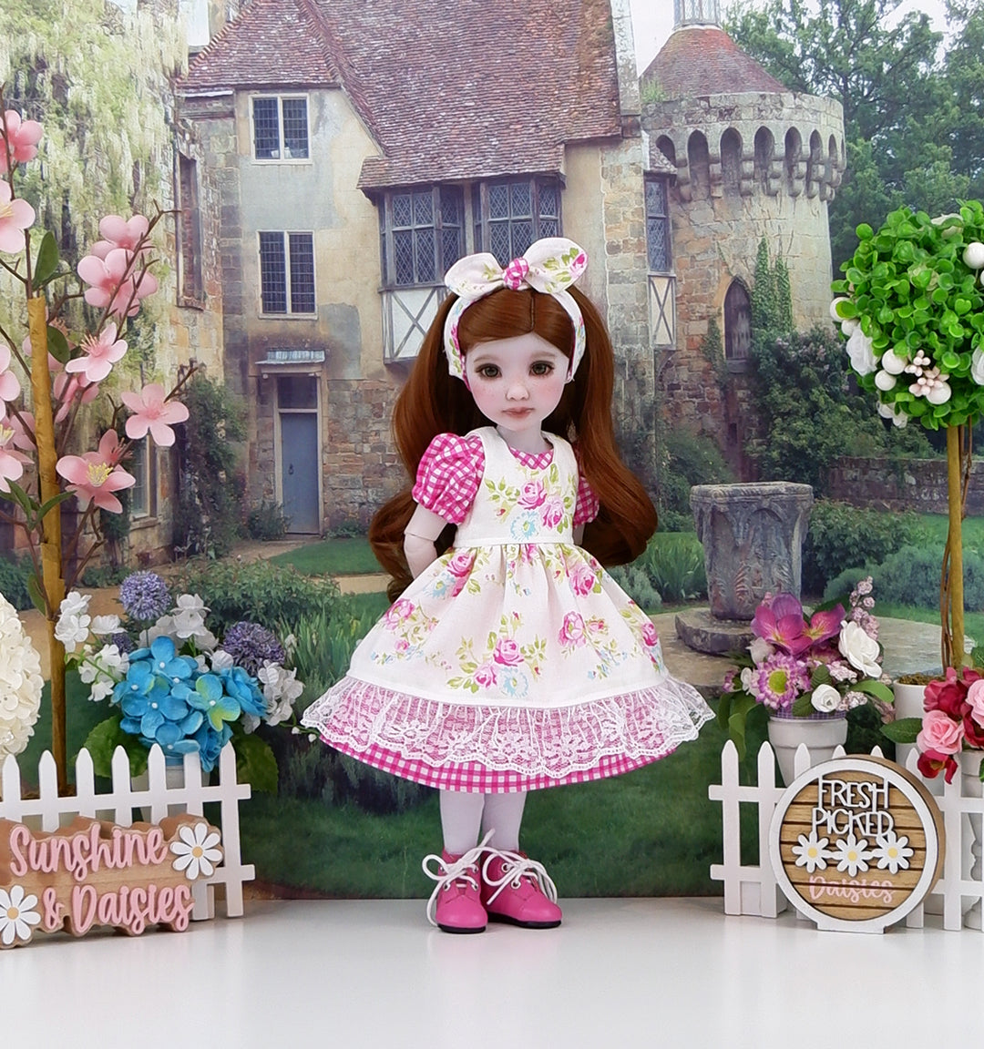 French Rose - dress & pinafore with boots for Ruby Red Fashion Friends doll