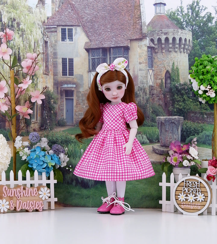 French Rose - dress & pinafore with boots for Ruby Red Fashion Friends doll