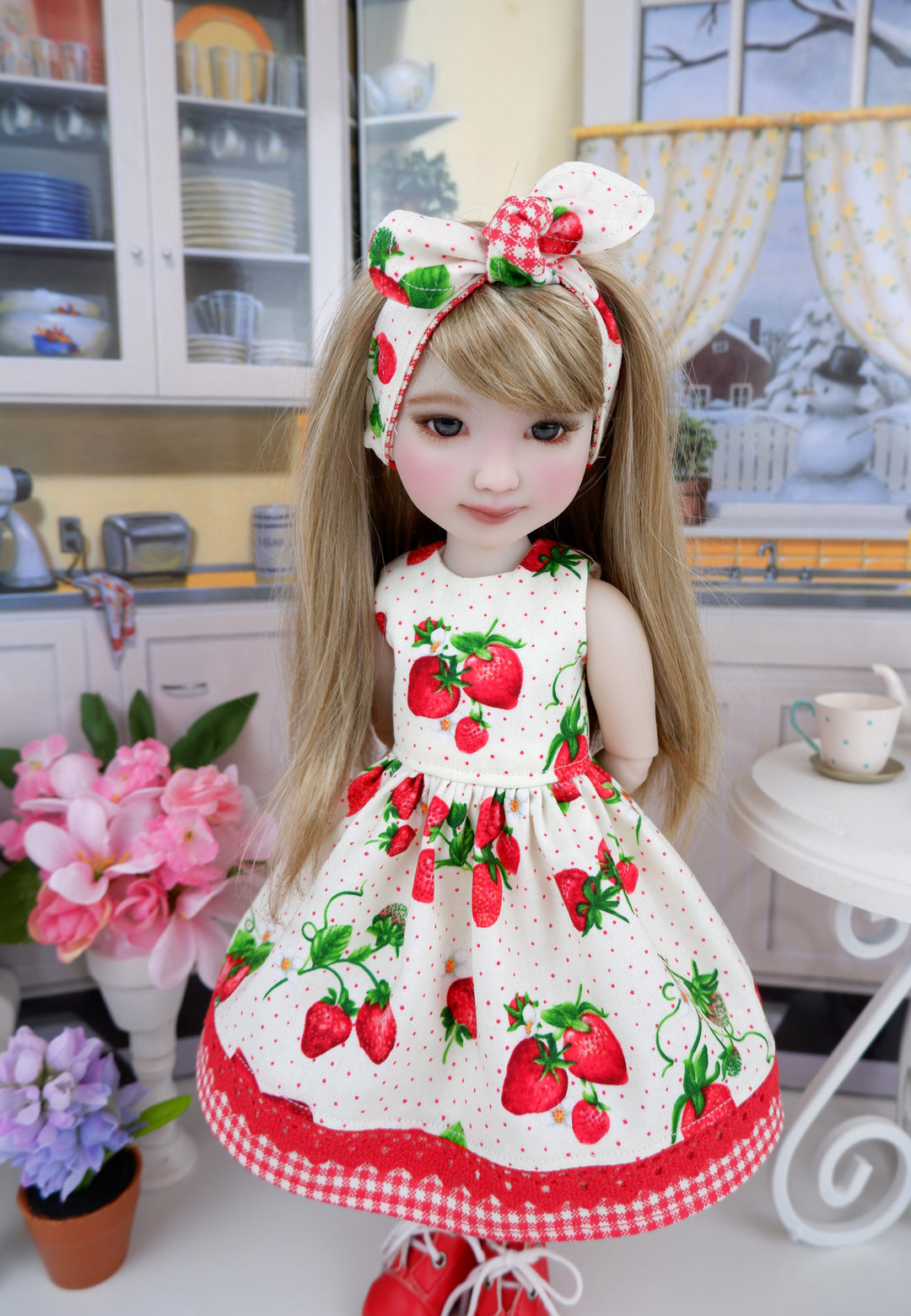 Fresh Strawberries - dress with boots for Ruby Red Fashion Friends doll
