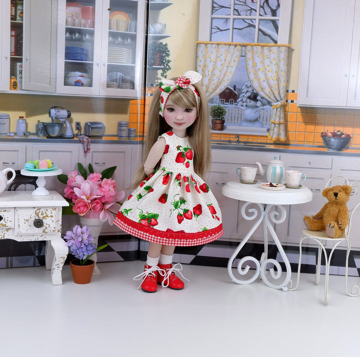 Fresh Strawberries - dress with boots for Ruby Red Fashion Friends doll