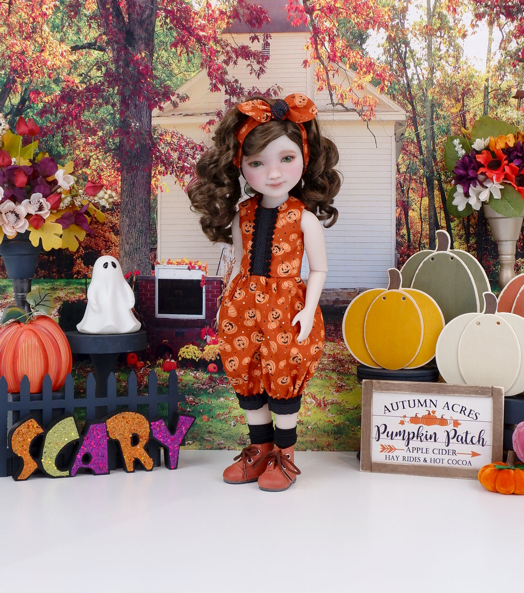 Frightful Pumpkins - romper with boots for Ruby Red Fashion Friends doll