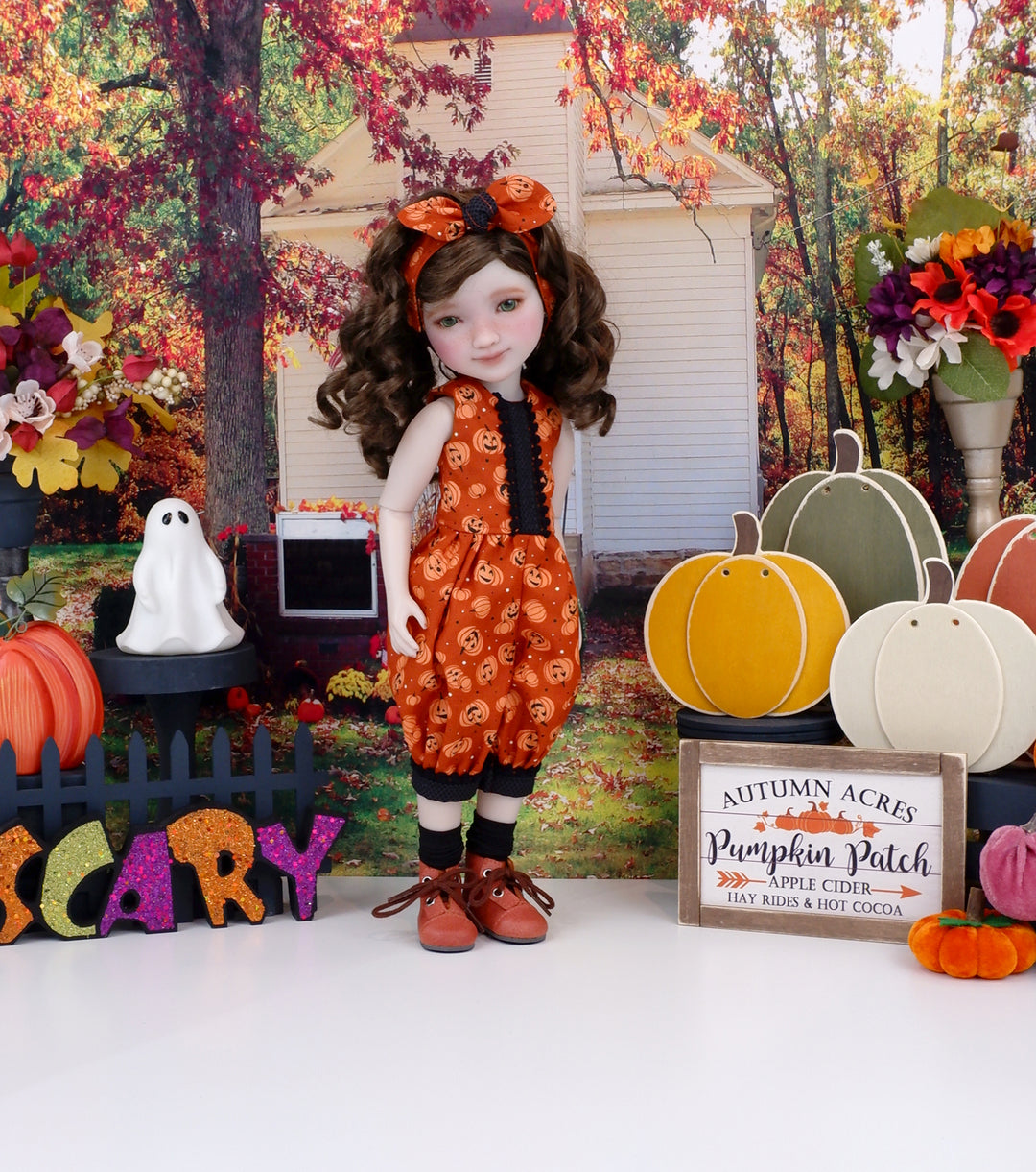 Frightful Pumpkins - romper with boots for Ruby Red Fashion Friends doll