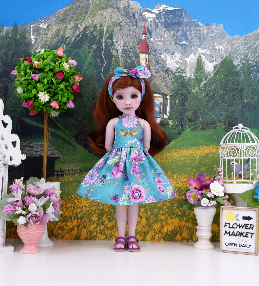 Garden Butterflies - dress and sandals for Ruby Red Fashion Friends doll