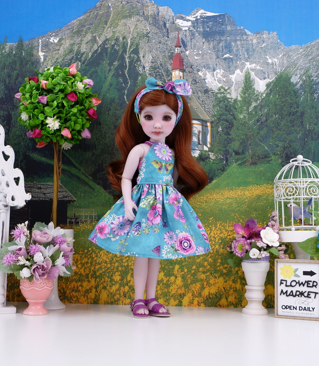 Garden Butterflies - dress and sandals for Ruby Red Fashion Friends doll