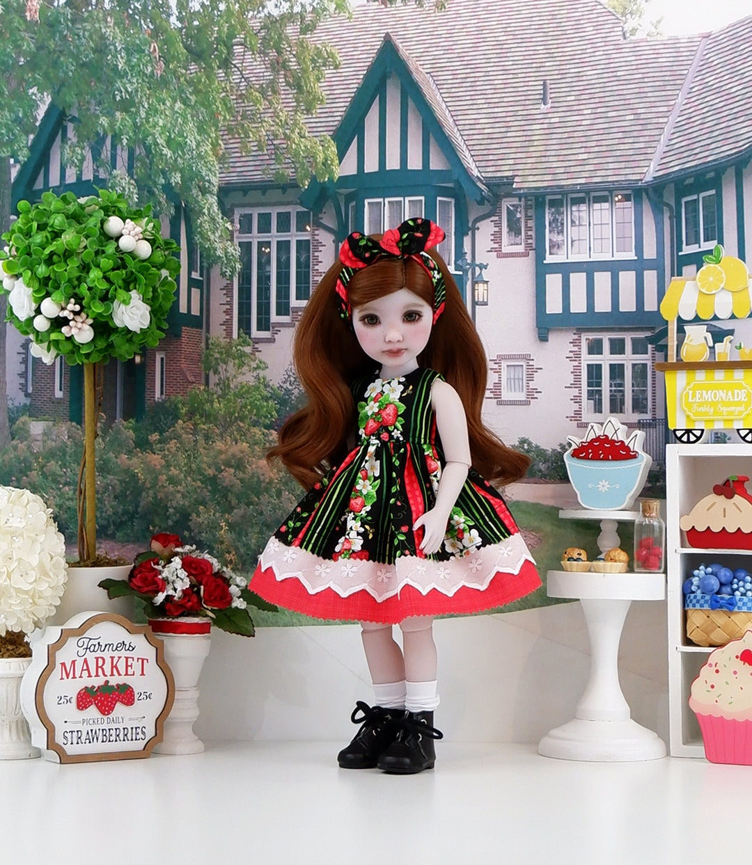 Garden Strawberries - dress and boots for Ruby Red Fashion Friends doll