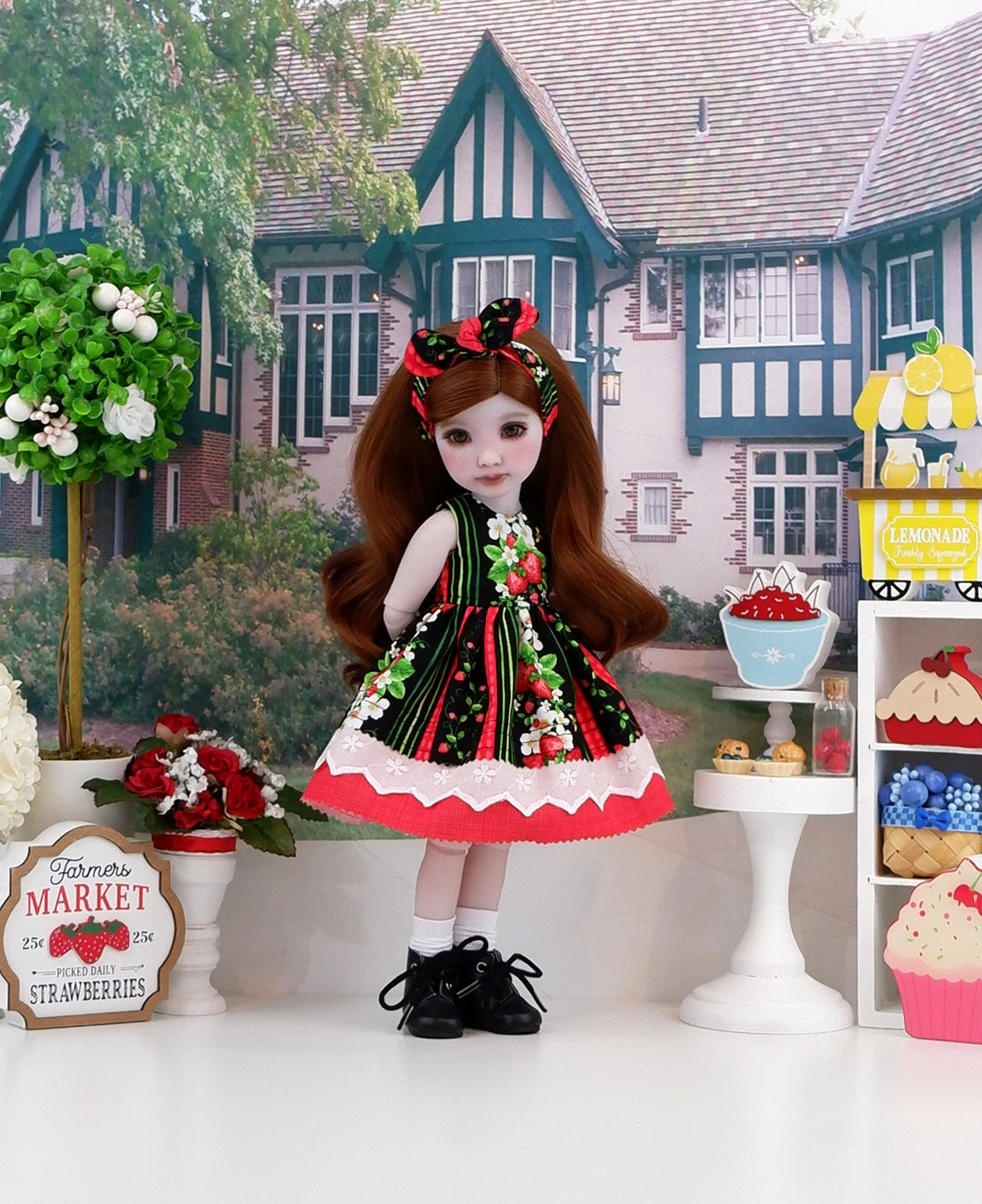 Garden Strawberries - dress and boots for Ruby Red Fashion Friends doll