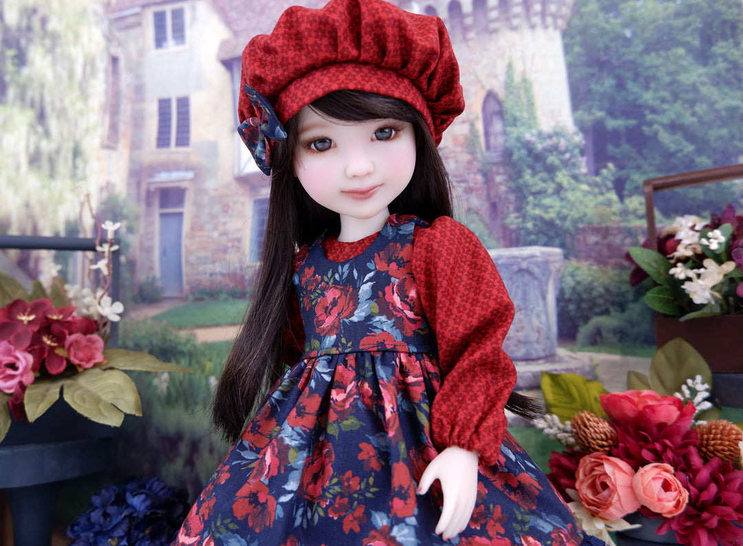 Garnet Rose - dress & pinafore with boots for Ruby Red Fashion Friends doll