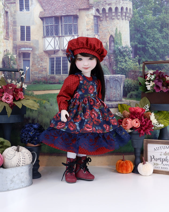 Garnet Rose - dress & pinafore with boots for Ruby Red Fashion Friends doll