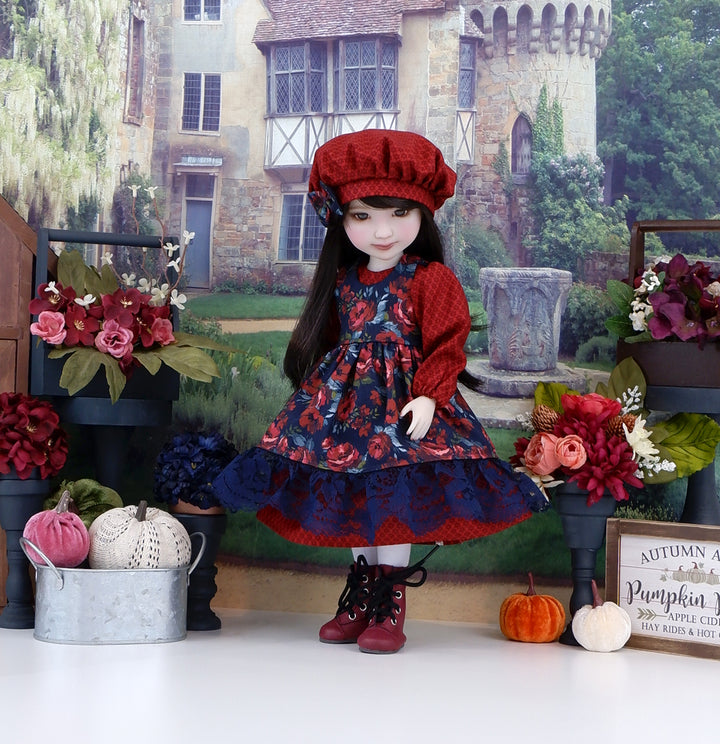 Garnet Rose - dress & pinafore with boots for Ruby Red Fashion Friends doll