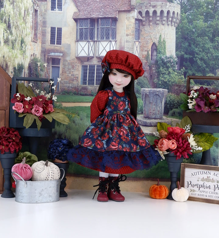 Garnet Rose - dress & pinafore with boots for Ruby Red Fashion Friends doll