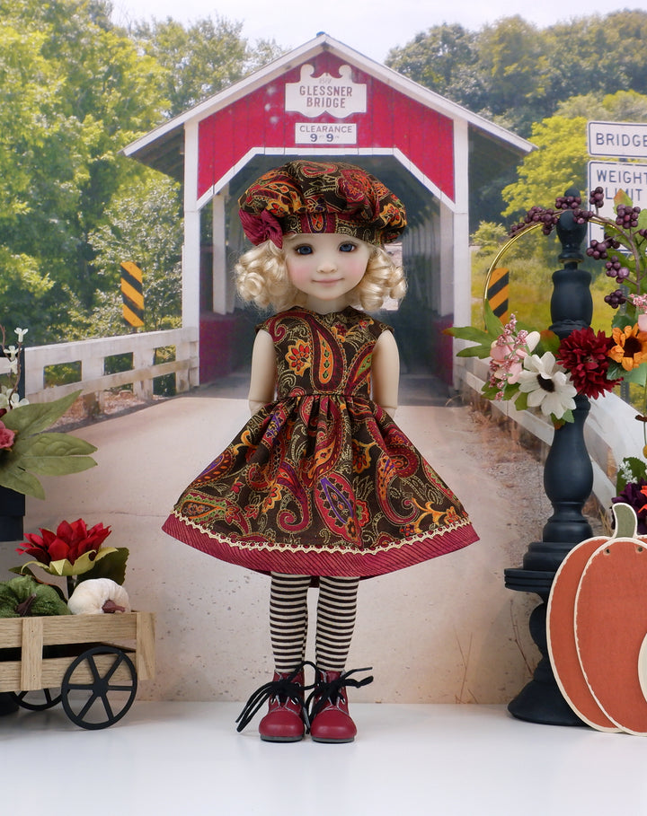 Gilded Paisley - dress with boots for Ruby Red Fashion Friends doll