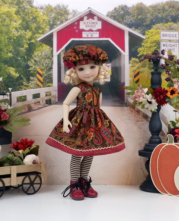 Gilded Paisley - dress with boots for Ruby Red Fashion Friends doll