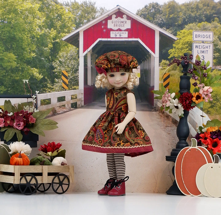 Gilded Paisley - dress with boots for Ruby Red Fashion Friends doll