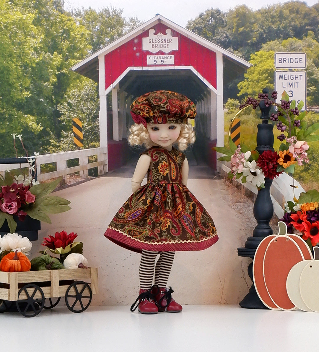 Gilded Paisley - dress with boots for Ruby Red Fashion Friends doll