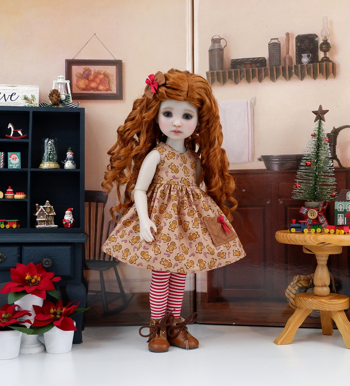 Gingerbread &amp; Candy Canes - dress with boots for Ruby Red Fashion Friends doll