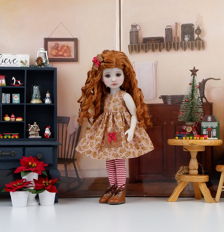 Gingerbread &amp; Candy Canes - dress with boots for Ruby Red Fashion Friends doll