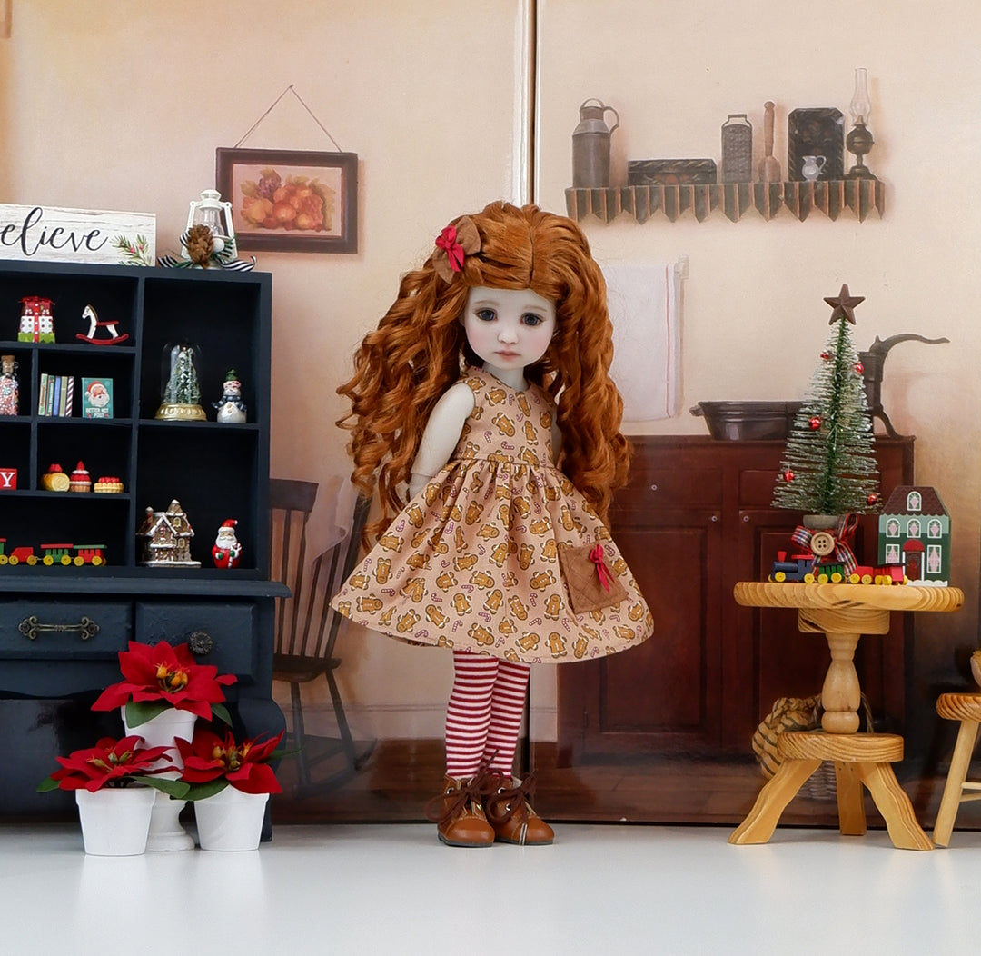Gingerbread &amp; Candy Canes - dress with boots for Ruby Red Fashion Friends doll