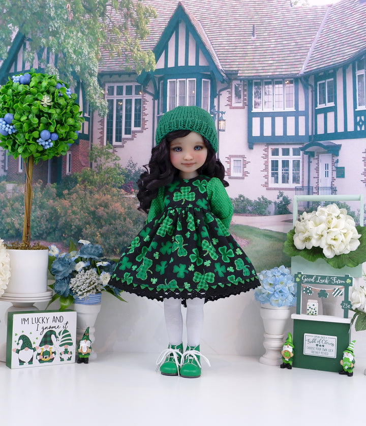 Gingham Shamrock - dress ensemble with boots for Ruby Red Fashion Friends doll