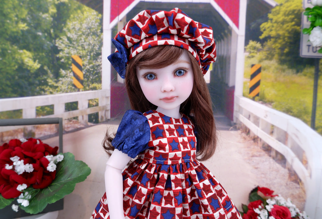 Gingham Stars - dress with boots for Ruby Red Fashion Friends doll