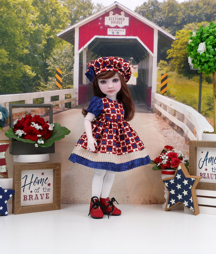 Gingham Stars - dress with boots for Ruby Red Fashion Friends doll