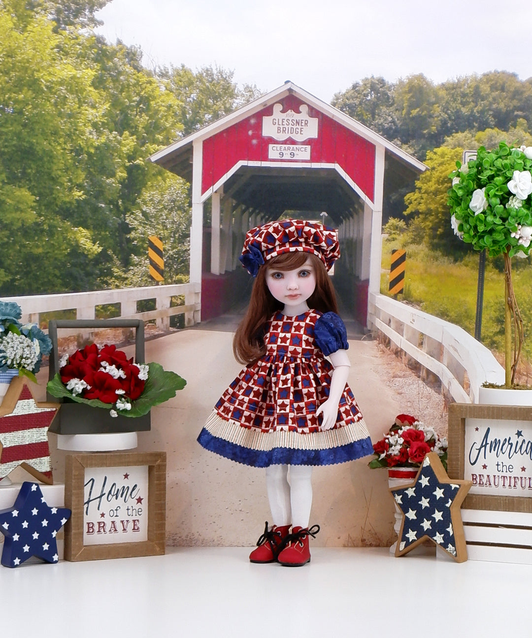 Gingham Stars - dress with boots for Ruby Red Fashion Friends doll