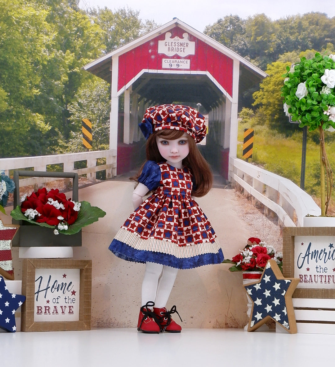 Gingham Stars - dress with boots for Ruby Red Fashion Friends doll