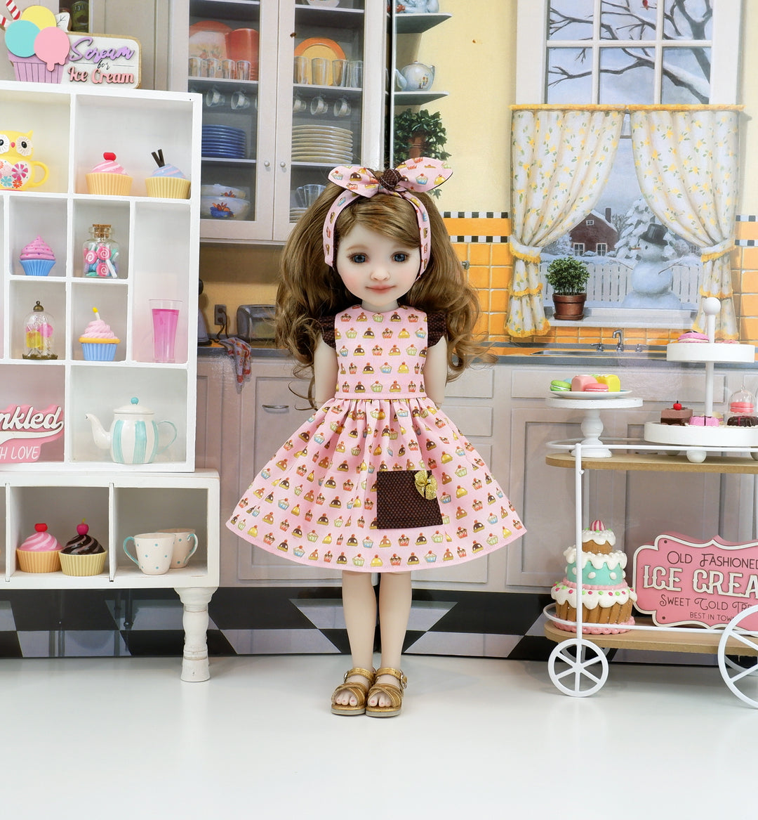 Glazed Cupcakes - dress with sandals for Ruby Red Fashion Friends doll
