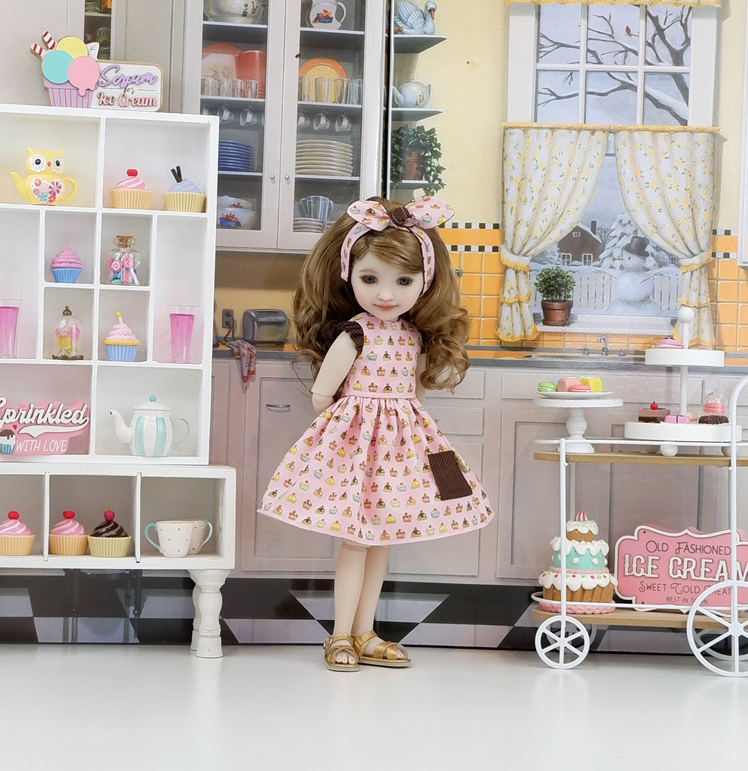 Glazed Cupcakes - dress with sandals for Ruby Red Fashion Friends doll