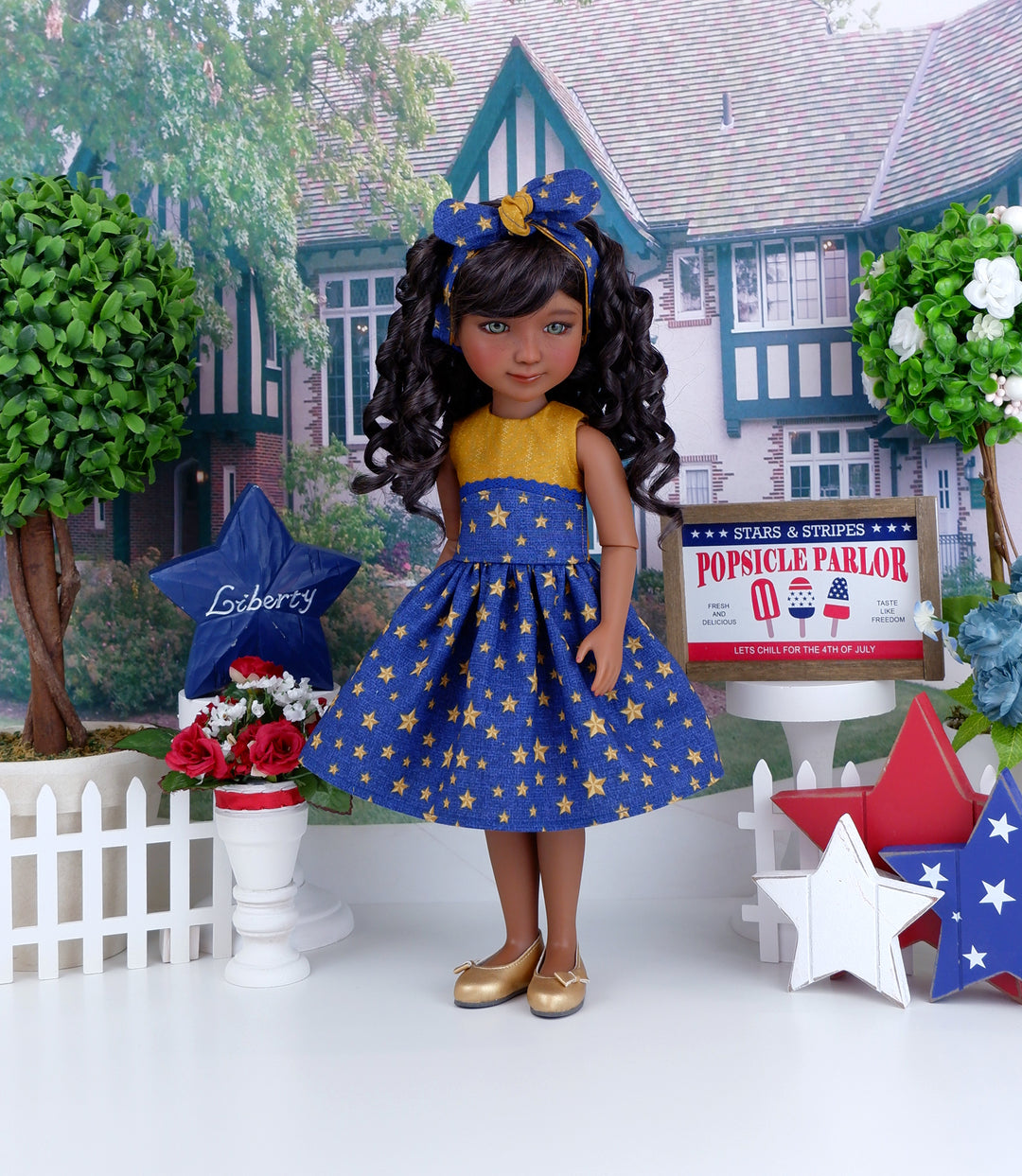 Gold Star - dress with shoes for Ruby Red Fashion Friends doll Cottontail Doll Designs Gold Star - dress with shoes for Ruby Red Fashion Friends doll Cottontail Doll Designs