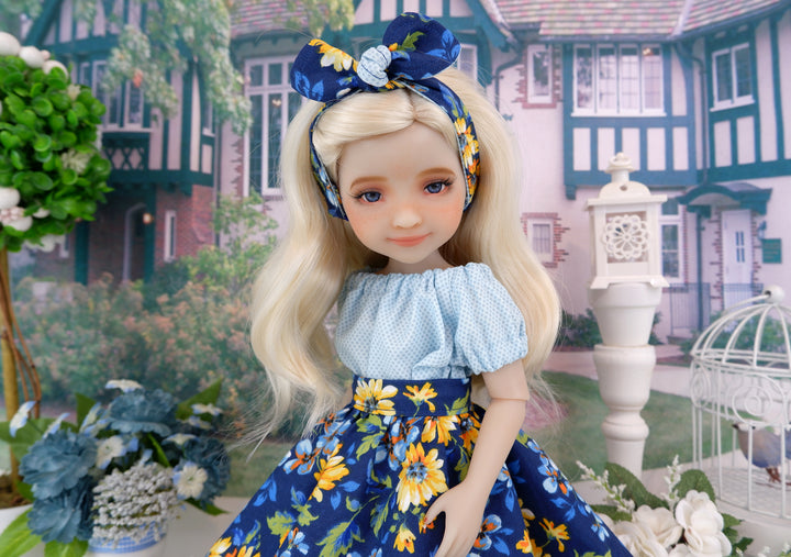 Golden Blues - blouse & skirt with shoes for Ruby Red Fashion Friends doll