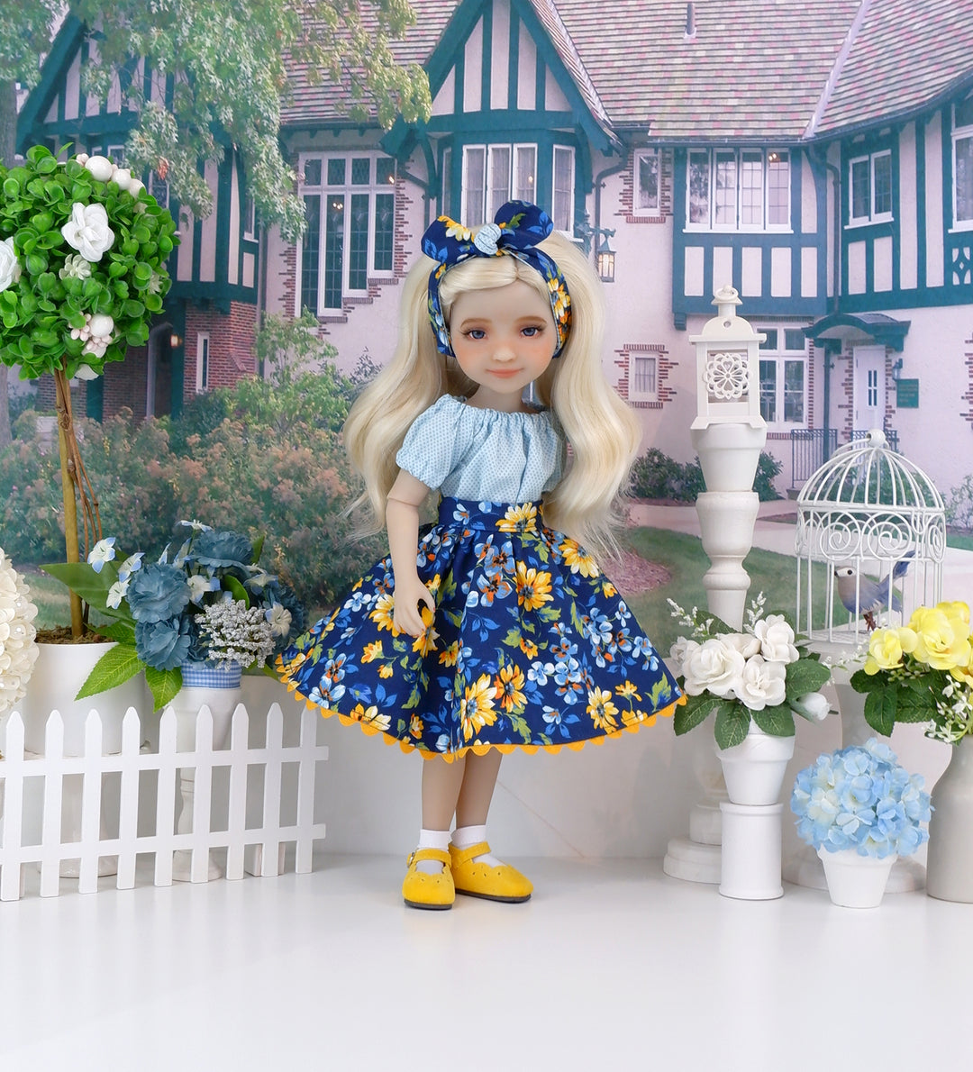 Golden Blues - blouse & skirt with shoes for Ruby Red Fashion Friends doll