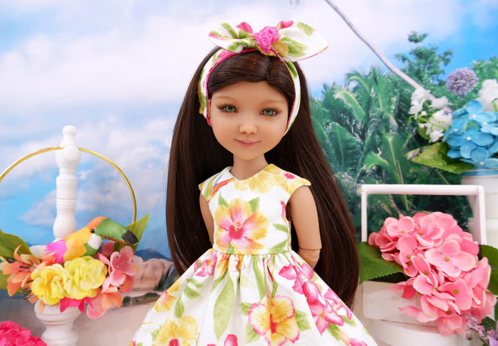 Golden Hibiscus - dress with sandals for Ruby Red Fashion Friends doll