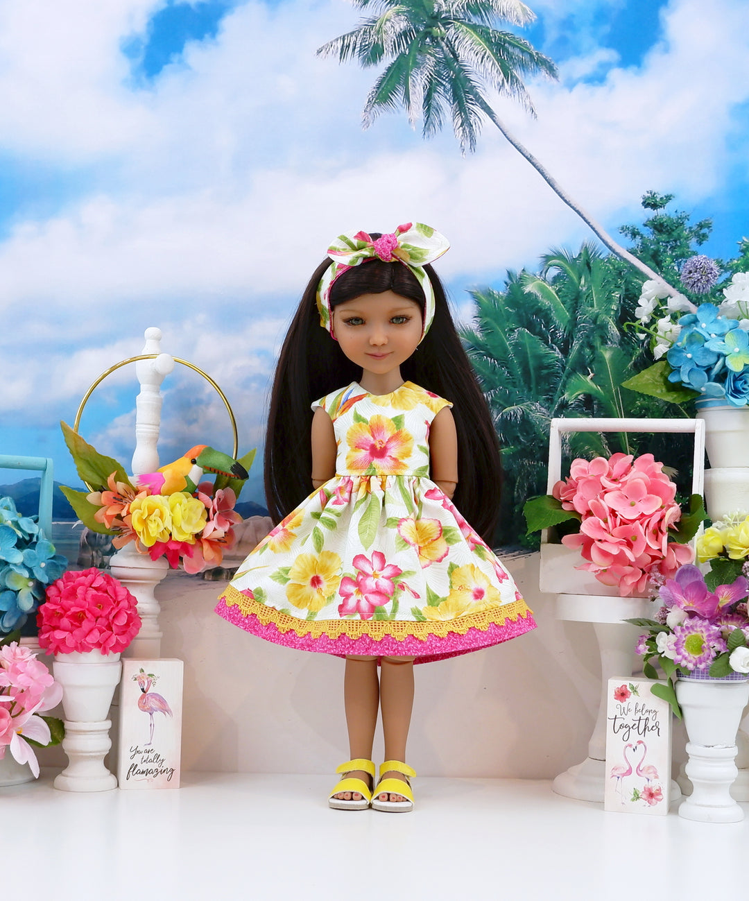 Golden Hibiscus - dress with sandals for Ruby Red Fashion Friends doll