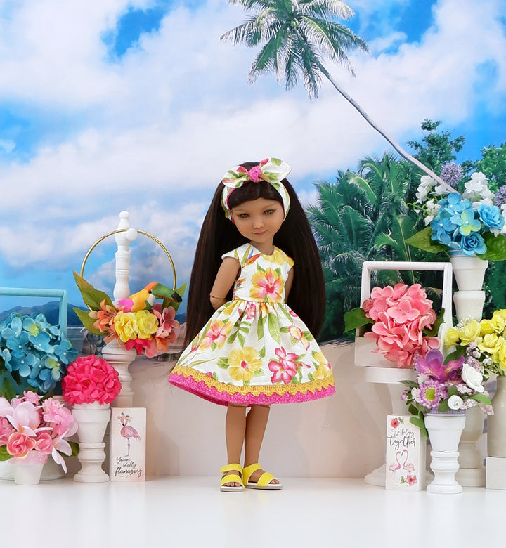 Golden Hibiscus - dress with sandals for Ruby Red Fashion Friends doll