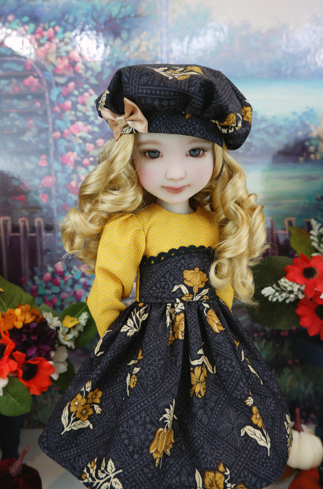 Goldenrod Blooms - dress with shoes for Ruby Red Fashion Friends doll